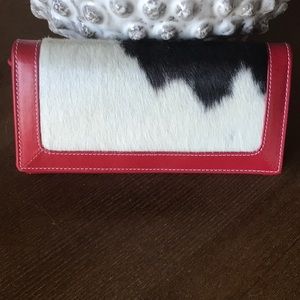 Overland Odessa Calf Hair Leather Clutch Wallet Red